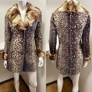 🆕 Exotic Safari 🐆 Faux Fur/Cheetah Peacoat Sz S